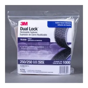 3M Dual Lock TB3540 Black Reclosable Fastener – Mushroom Hook with 250 stems/in Stem Count – 1 in Width x 10 ft Length – 07800