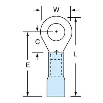 3M Scotchlok MH14-14R/SK Blue Brazed Ring Terminal – 1.1 in Length – 0.47 in0.47 in Wide – 0.09 in Inside Diameter – 1/4 in Stud – 06331
