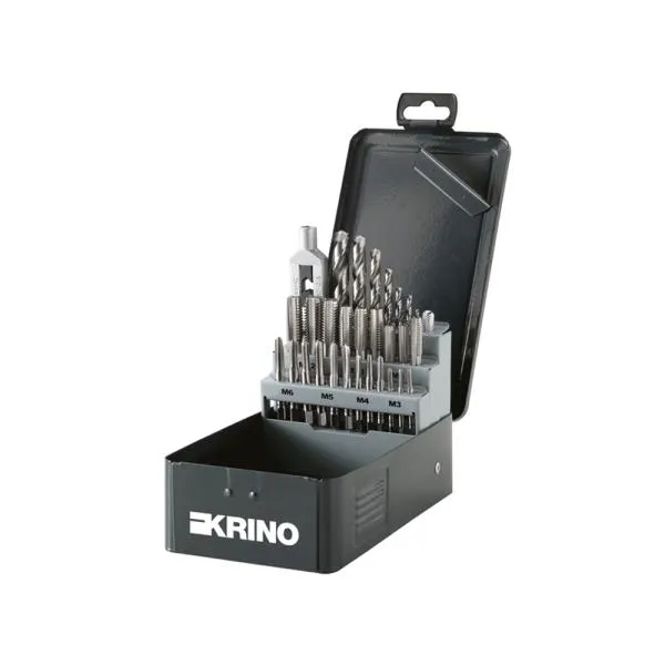 KRINO 17020402 – Threading sets in HSS-G with metric thread in metal and abs cases (29 pcs.)