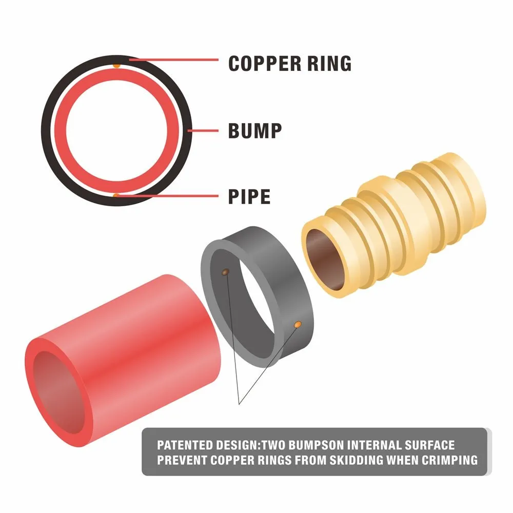 1/2 in. PEX Pipe Crimp Copper Rings- 100 Pack