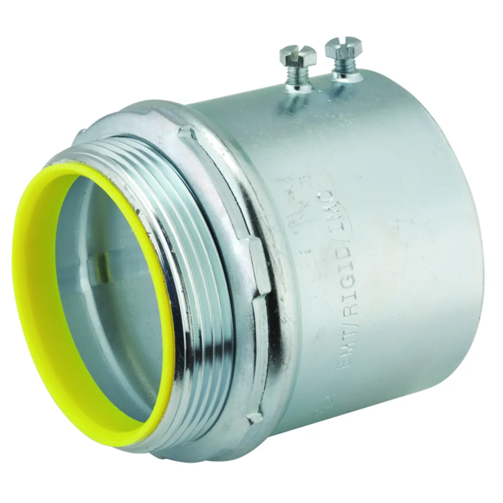 2164 Insulated Set Screw Conduit Connector, 3-1/2 in Trade, For Use With EMT/IMC/Rigid Conduit, Steel, Electro-Plated Zinc