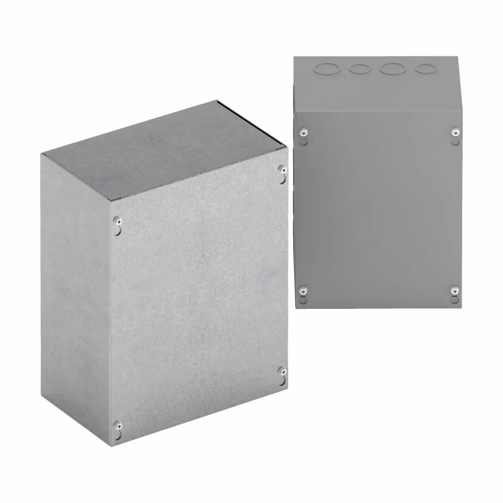 Type 1 junction boxes, 24″ height, 6″ length, 18″ width, NEMA 1, Screw cover, SC NK enclosure, Surface mounted, Medium single door, No knockout, Thru holes, Carbon steel