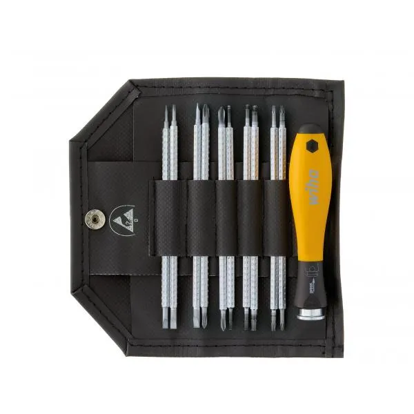 WIHA 31499 – Screwdriver with 12 interchangeable blade set SYSTEM 4 ESD assorted included roll-up bag