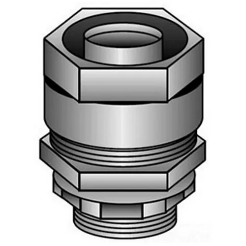 OZ-Gedney Type 4Q Liquid Tight Straight Connector, Size: 1-1/2 IN, Connection: Compression X Tapered MNPT Hub, Malleable Iron Body And Nut, Steel Ferrule, Finish: Zinc Electroplated, NEMA Rating: NEMA 4, 2-3/4 IN Width, 2 IN Height, Third Party Cer