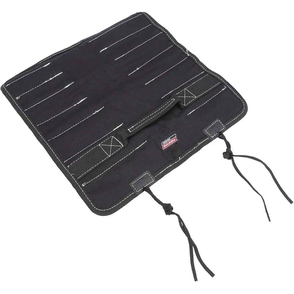 Dickies 57061 Small Wrench/Screwdriver Organizer Roll for Mechanics, 16 Tool Pockets, Durable Canvas Construction, 13.5 in. x 12.75 in. Unrolled, Black