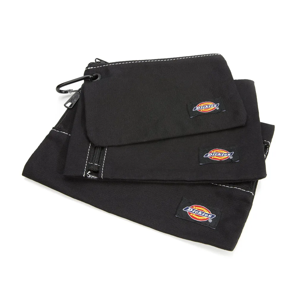 Dickies 57072 Set of 3 Small Canvas Utility Pouches, Zippered, for Organizing Small Tools and Fasteners