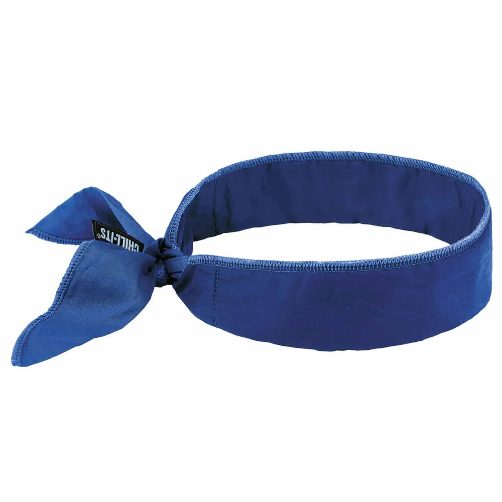 Ergodyne 12399 6702 Solid Blue Cooling Bandana – Embedded Polymers – Tie