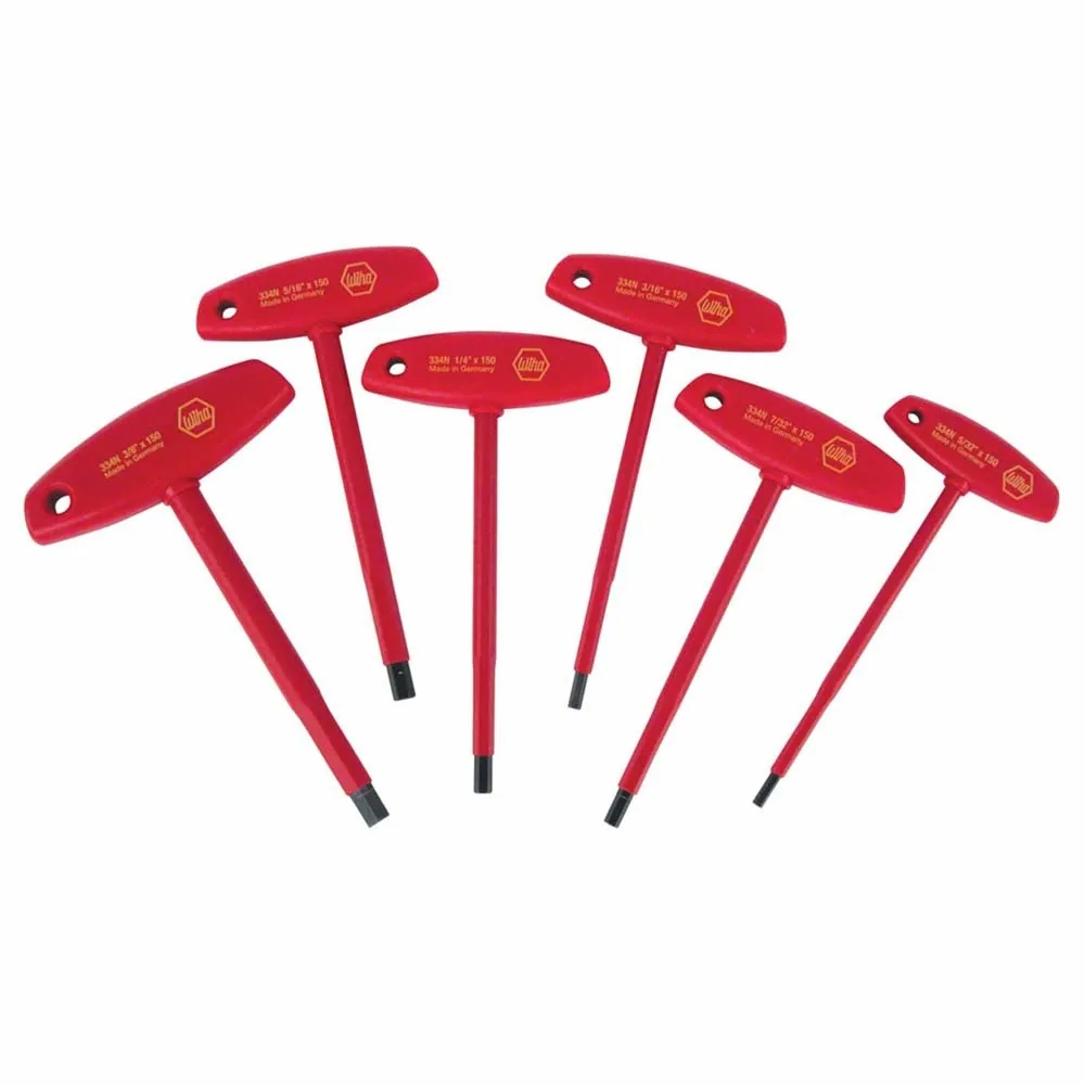 Wiha 33490 6 Piece Insulated T-Handle Hex Screwdriver Set – Inch