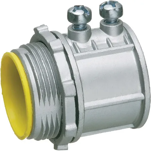 1-1/2″ emt set screw connector zinc die cast concrete tight when taped. for use with steel or aluminum emt. Insulated Throat.