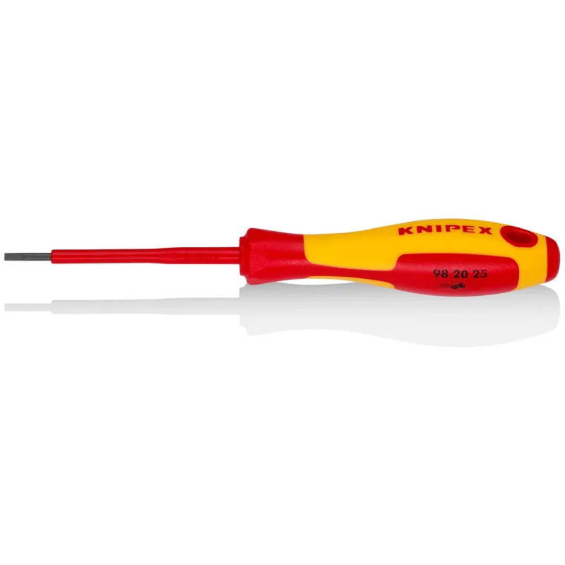 KNIPEX 3″ Slotted Screwdriver, 1000V Insulated, 3/32″ tip