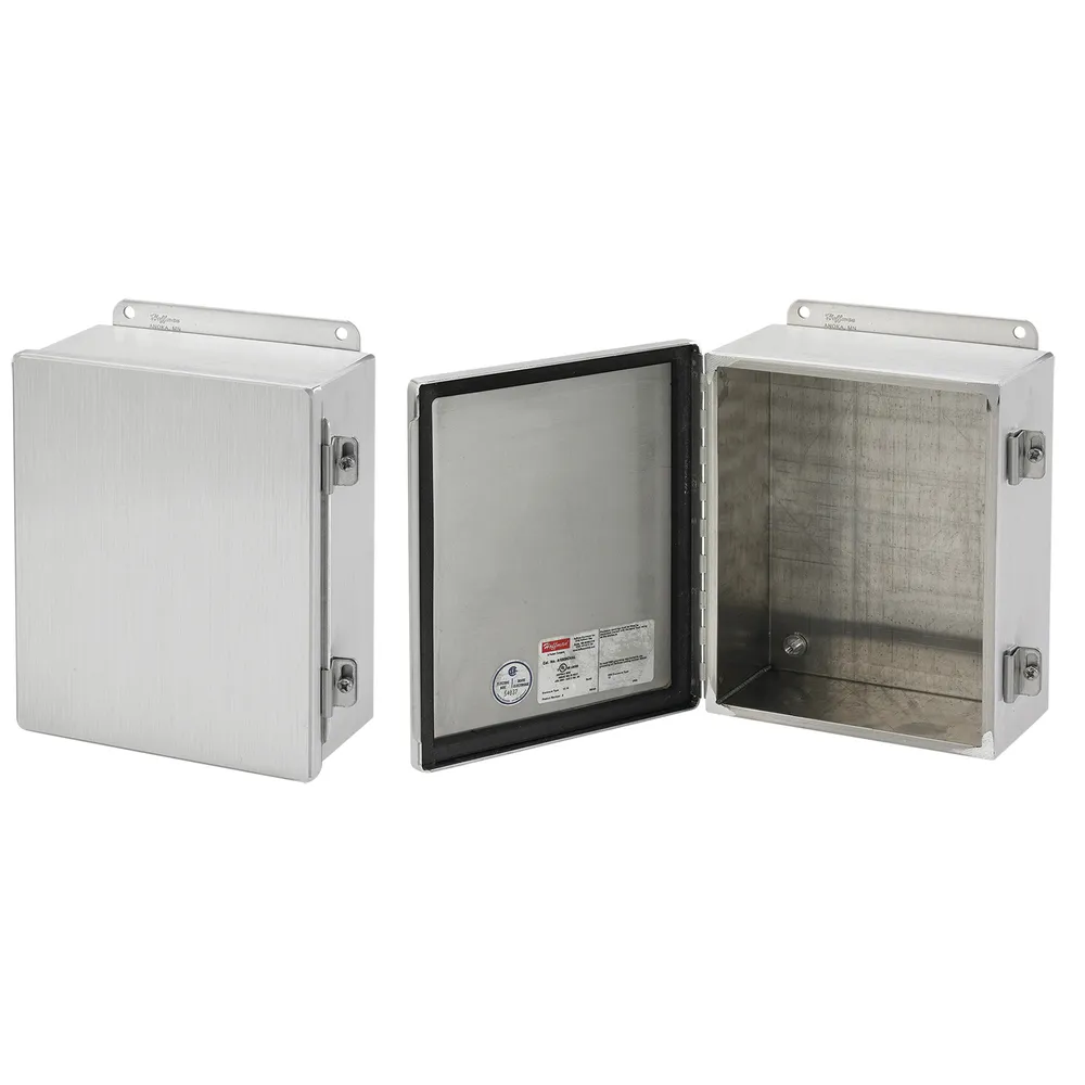 A1008CHAL Junction Box, 10 in H x 8 in W x 4 in D, Continuous Hinged/Screw Clamp Cover, NEMA 12/IP65 NEMA Rating, Aluminum