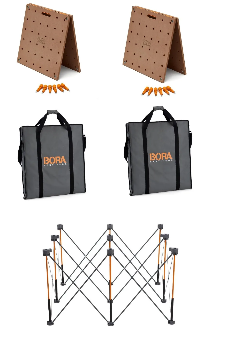 Bora Portamate Centipede 4′ x 4′ Unit with Table Top 2pk and Carry Bag 2pk Bundle