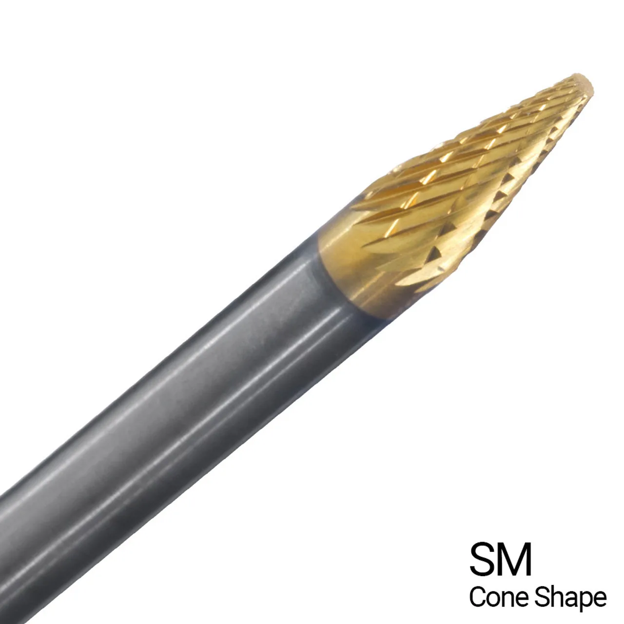 1/2″ X 7/8″ Cone End Double Cut TiN Coated Carbide Burs SM5 (Qty. 1)