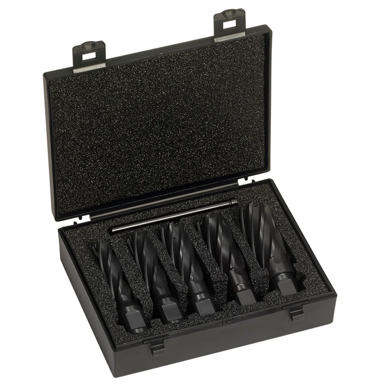 XL200-SET (5-Piece Set) includes Sizes 9/16″, 11/16″, 13/16″, 15/16″, 1-1/16″ + Pilot Pin – High Speed Steel Annular Cutter, 2″ Cutting Depth, 3/4″ Shank, RotoBrute Champion Cutting Tool XL200-SET (Qty. 1)