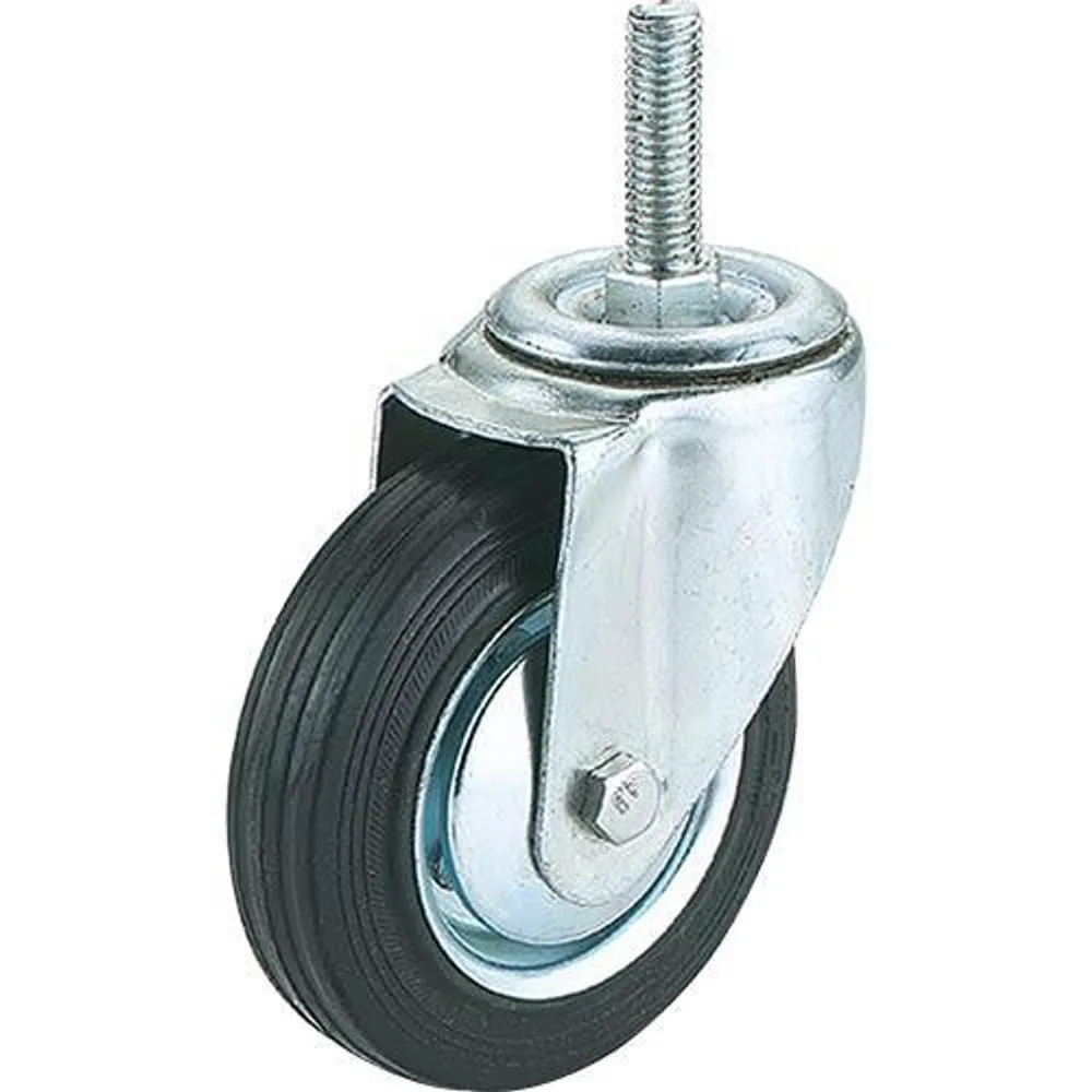Woodstock Steelex 6″ Black Rubber Swivel Caster, Threaded Mount D2545