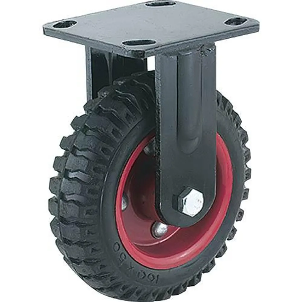 Woodstock Steelex 6″ Black Rubber Fixed Caster, Plate Mount D2578