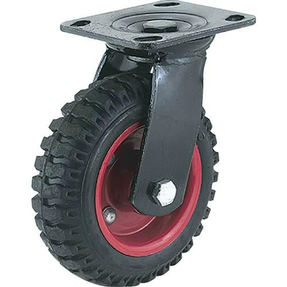 Woodstock Steelex 6″ Black Rubber Swivel Caster, Plate Mount D2580