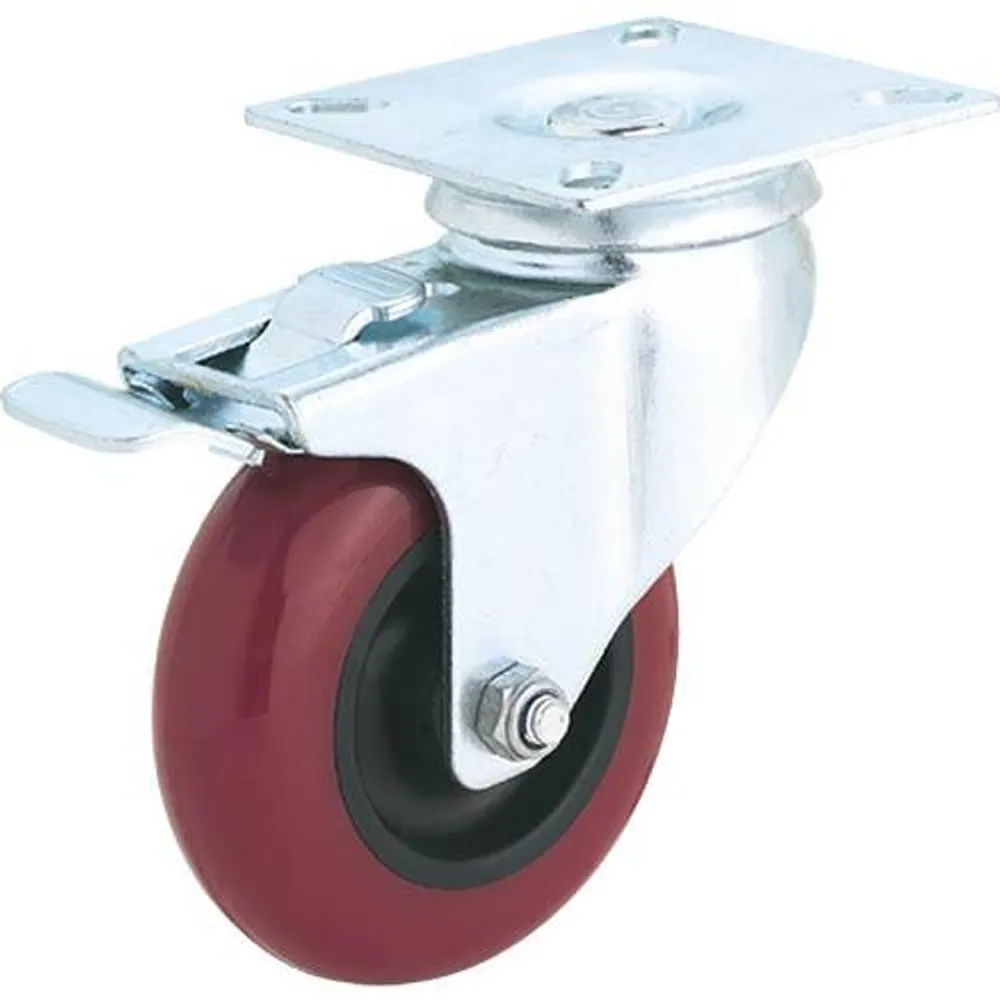 Woodstock Steelex 4″ Polyurethane Swivel Caster, Plate Mount with Double Lock D2610
