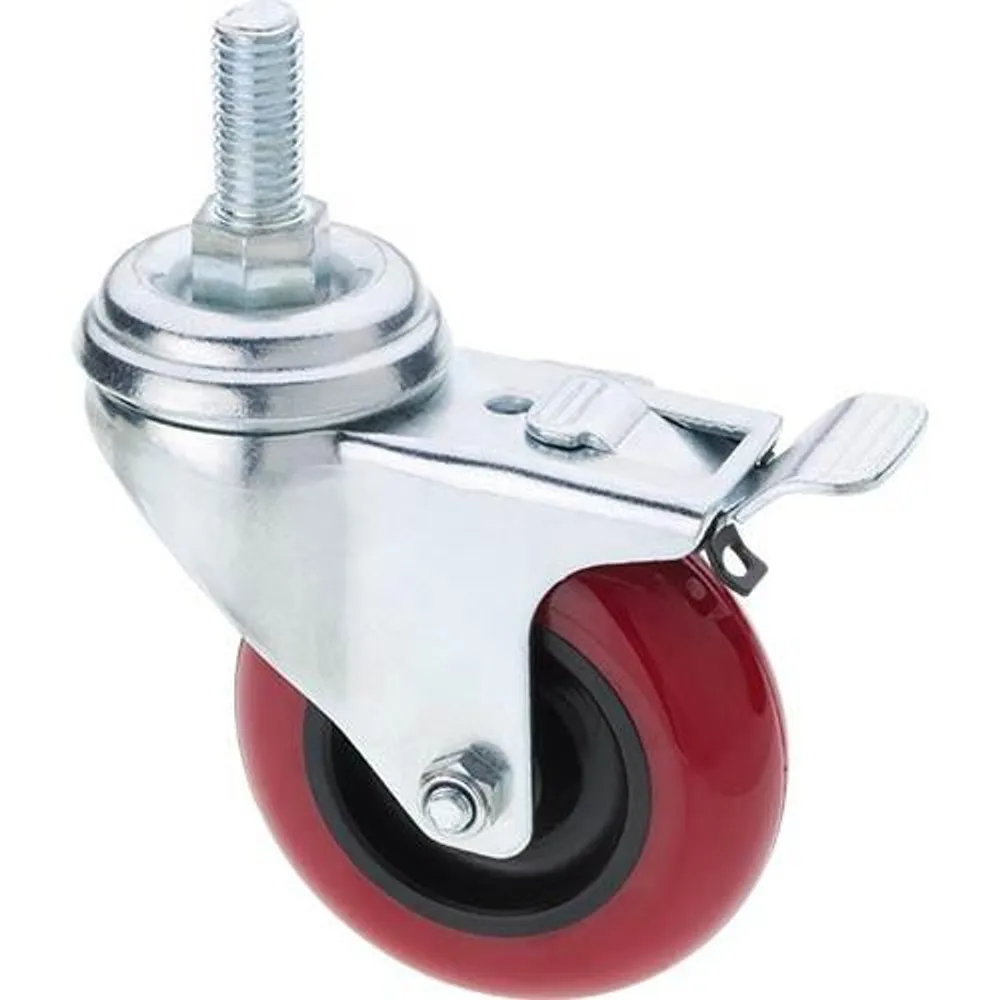 Woodstock Steelex 3″ Polyurethane Swivel Caster, Threaded Mount with Double Lock D2614
