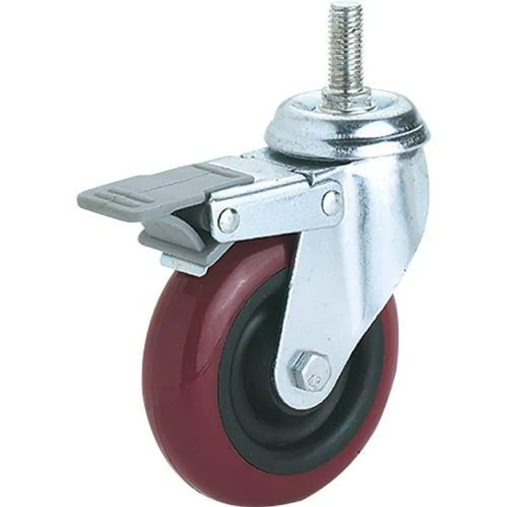 Woodstock Steelex 4″ Polyurethane Swivel Caster, Threaded Mount with Double Lock D2616