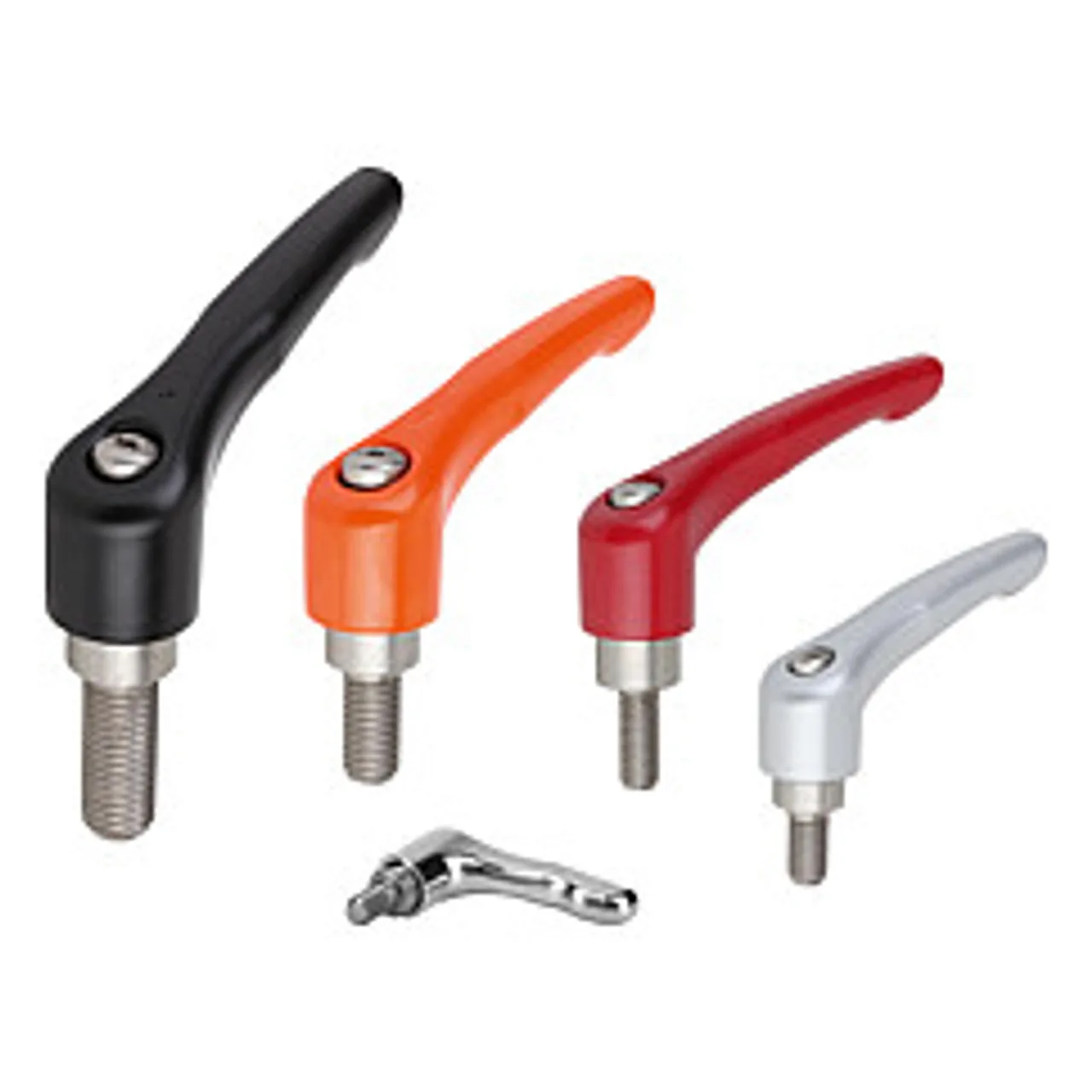 Kipp M6x20 Adjustable Handle, Modern Style, Zinc/Stainless Steel, External Thread, Size 2, Black (Qty. 1), K0123.2061X20