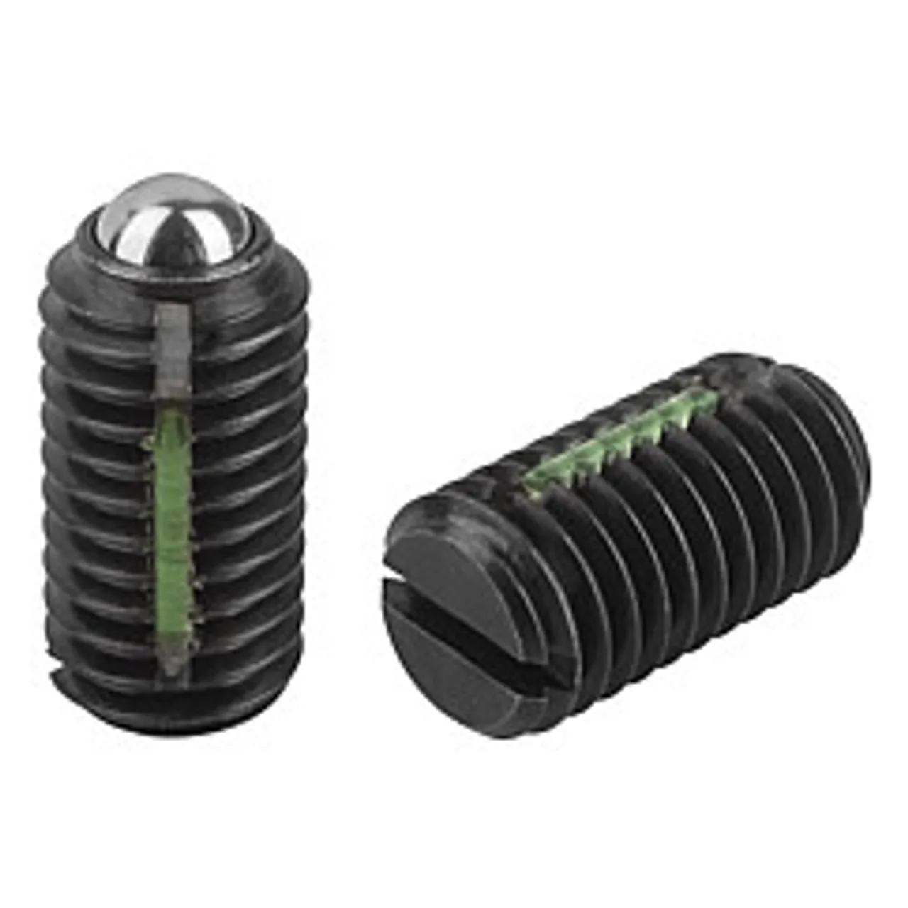 Kipp 5/16″-18 Spring Plungers, LONG-LOK, Ball Style, Slotted, Steel, Standard End Pressure (10/Pkg.), K0321.A3