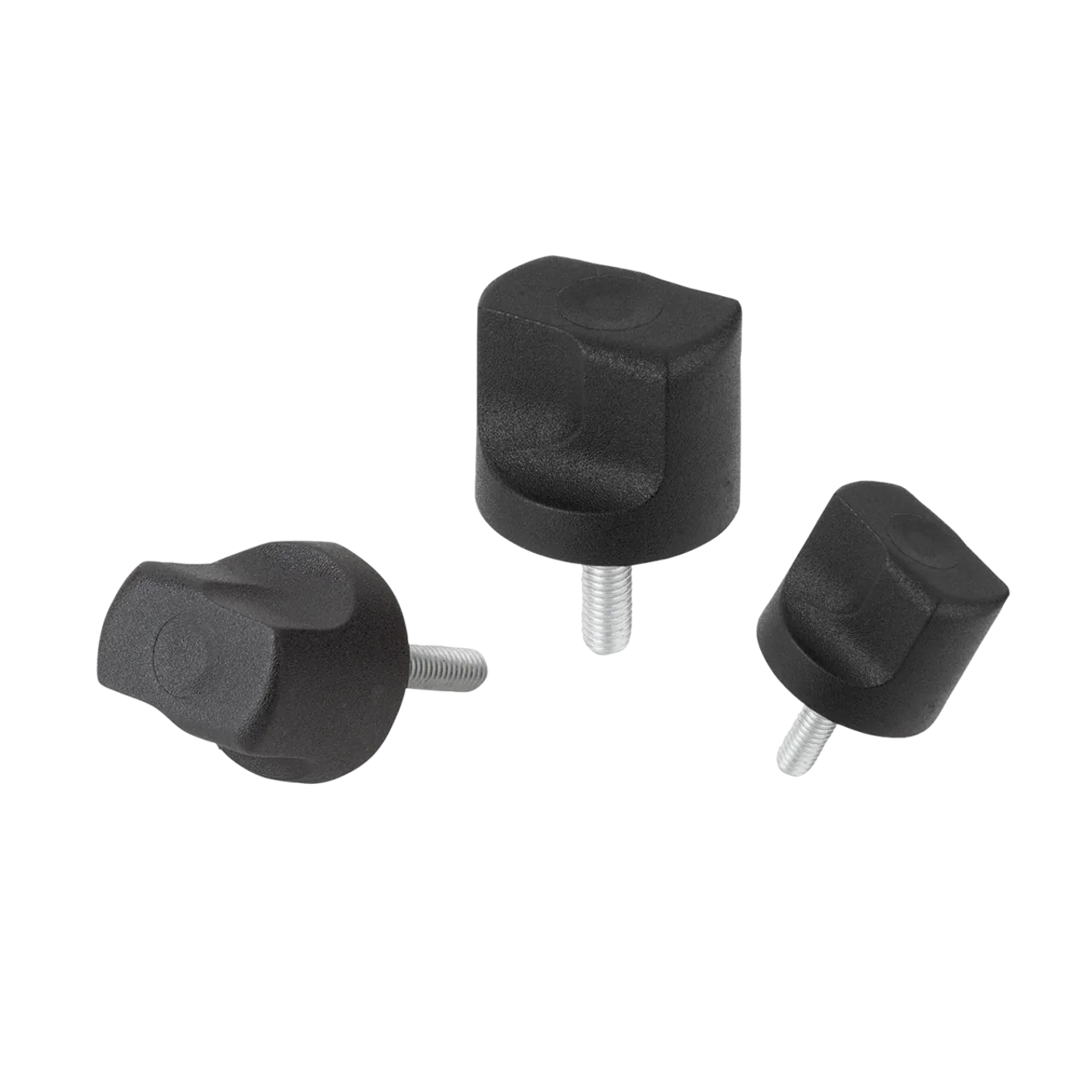 Kipp Grip Nut, Size 1, Style L, D=M5X20, D1=16 mm, H=15 mm, Thermoplastic, Stainless Steel, Black, (Qty:10), K1126.1005X20