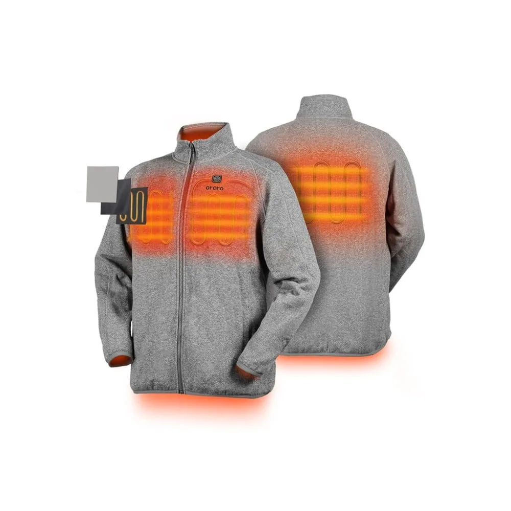 ORORO Mens Flecking Gray Heated Fleece Jacket Kit Medium