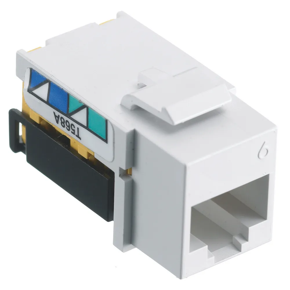 NSJ6W Standard Universal A/B Modular Jack, Cat 6 Module, Screw Mount, White