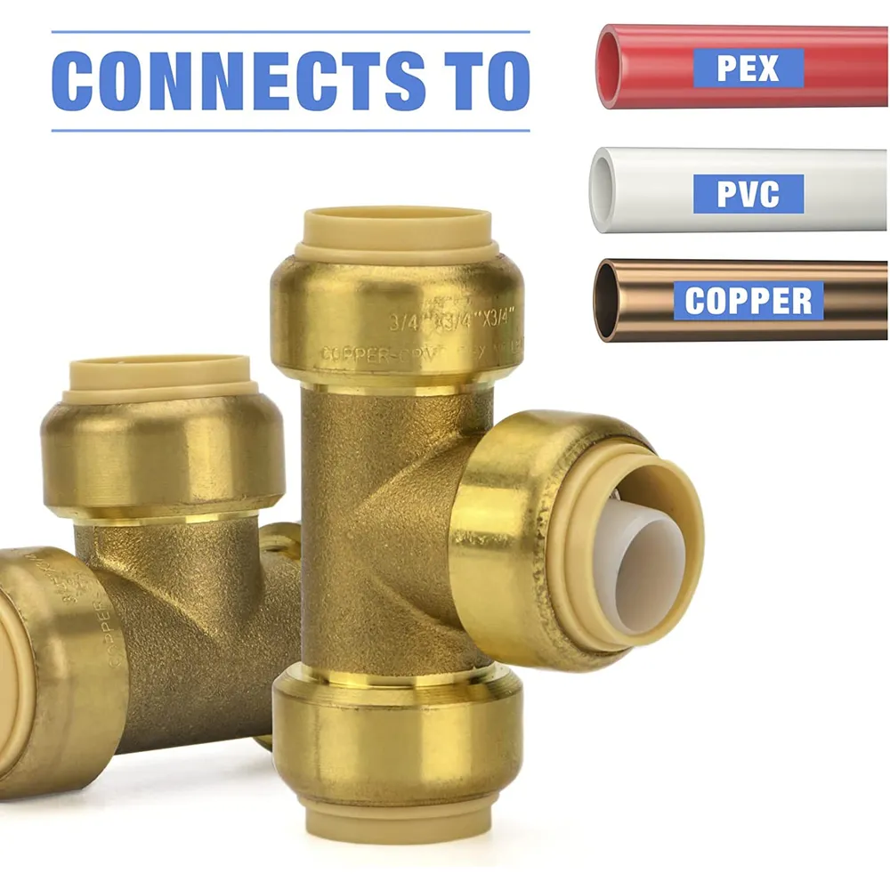 1/2″ Push to Connect Tee Fitting for Copper, CPVC and PEX Piping -5 Pack