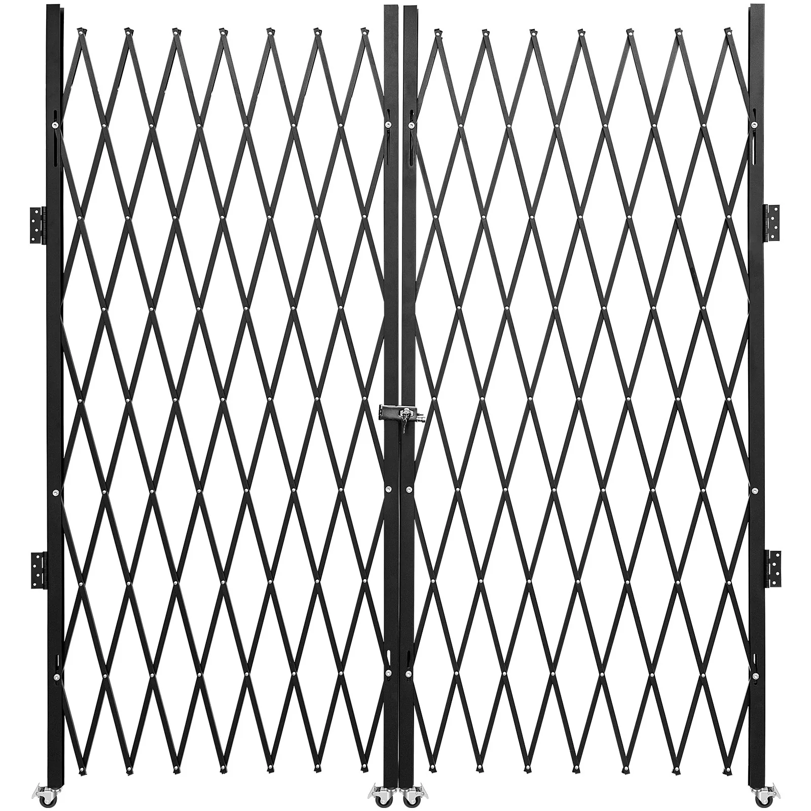 VEVOR Double Folding Security Gate, 5.1′ H x 10.2′ W Folding Door Gate, Steel Accordion Security Gate, Flexible Expanding Security Gate, 360° Rolling Barricade Gate, Scissor Gate or Door with Keys