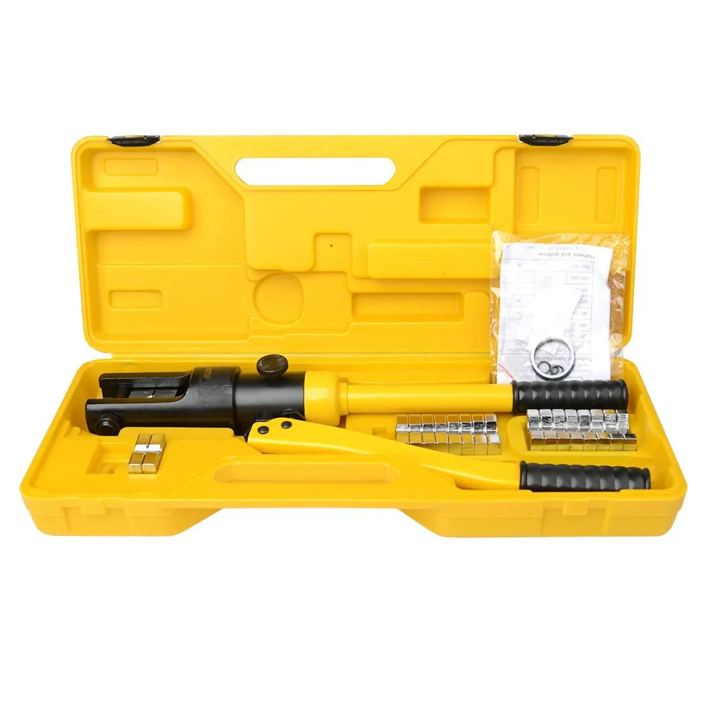 YQK-240 Hydraulic Terminal Crimper for 16-240mm² Wire Cable Lug, Hydraulic Crimping Tool with 10 Pairs of Die Sets